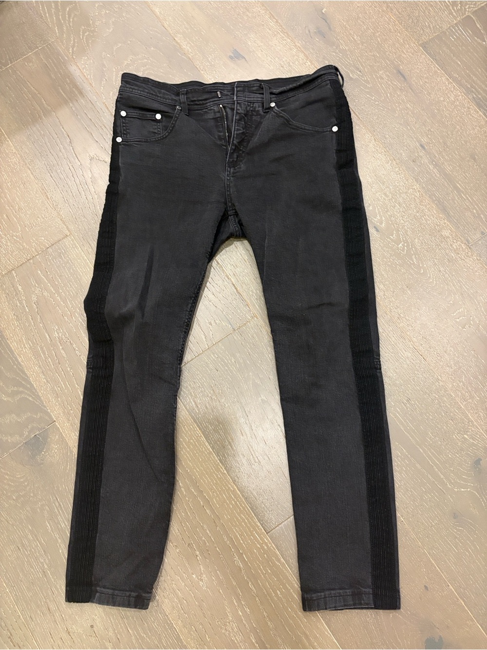 Neil Barrett Black Denim Jeans with Embossed Leather Patch
